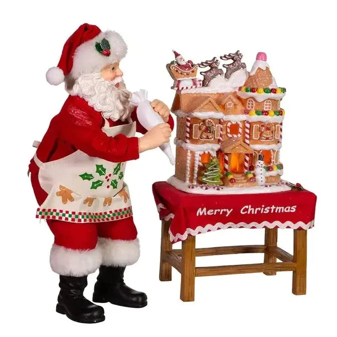 10.5-Inch Fabriché Santa Figure With Mini Gingerbread Houses — 2-Piece Set 1