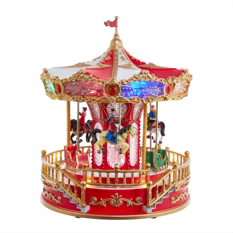 11.1-Inch Multicolor Led Musical Santa Carousel Tablepiece With Rotating Motion 1