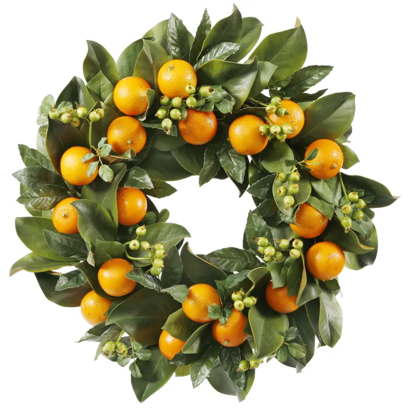 24-Inch Festive Wreath With Magnolia Leaves And Dried Orange Slices 1