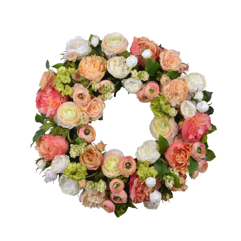 24-Inch Rose And Ranunculus Wreath For Holiday Decor 1