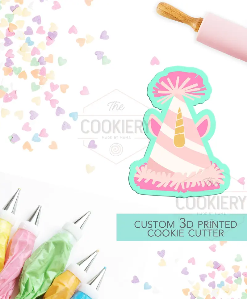 3D Printed Unicorn Birthday Hat Cookie Cutter For Festive Baking 1