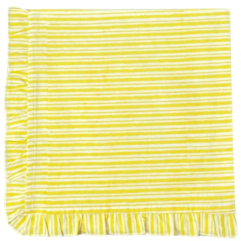 4-Piece Yellow Striped Napkin Set Featuring Ruffle Trim 1
