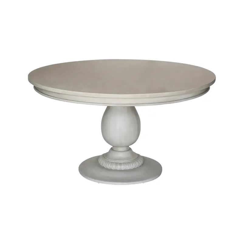 55-Inch Charlotte Pedestal Dining Table In Aged French Grey Finish 1