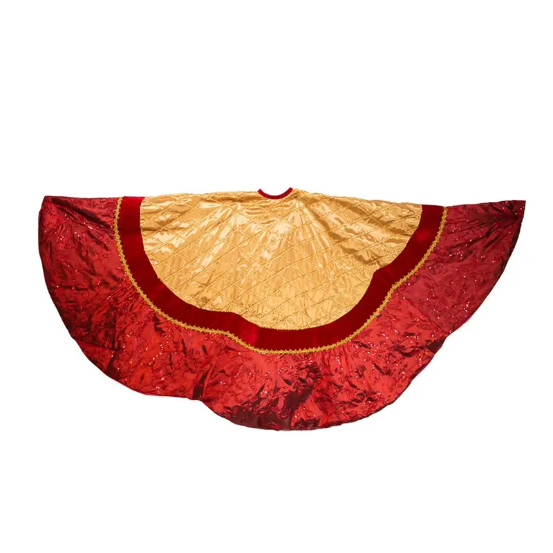 72-Inch Red And Gold Crisscross Scallop-Edge Christmas Tree Skirt 1