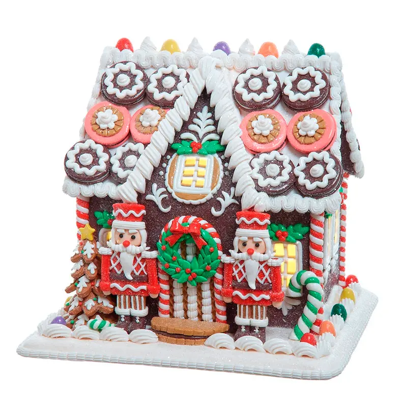 9.5-Inch Led-Illuminated Gingerbread Cookie House Ornament 1