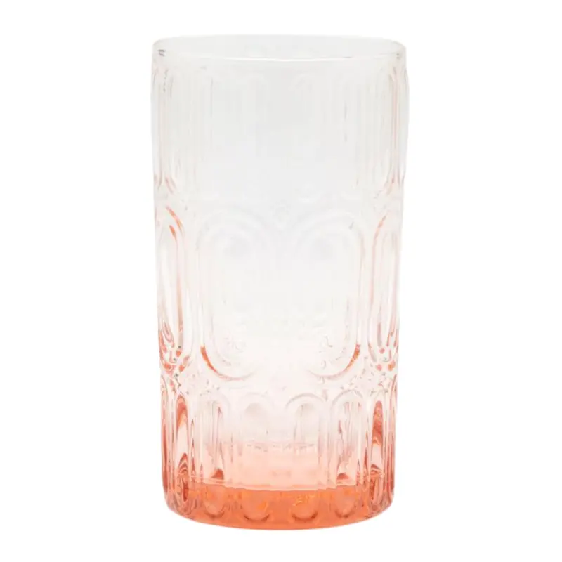 Aaron Pink Hand-Blown Highball Glass Set (6) 1