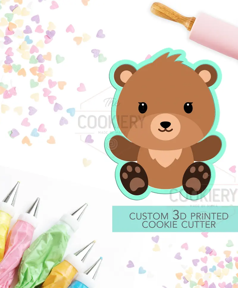 Adorable Bear Cub Cookie Cutter – Woodland Animal Baking Shape – 3D-Printed Lumberjack-Inspired Design (Tck28101) 1