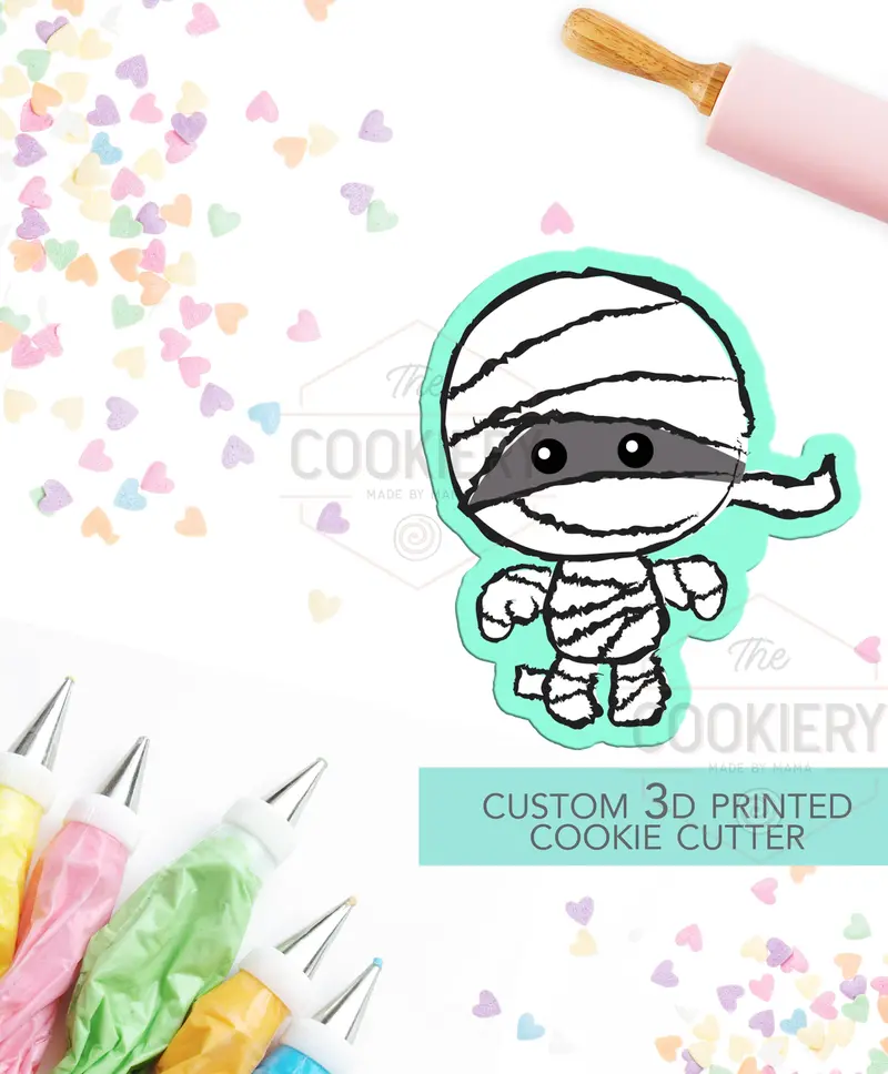 Adorable Mummy Cookie Cutter – Wrapped Halloween Character – Playful Spooky Baking Shape 1