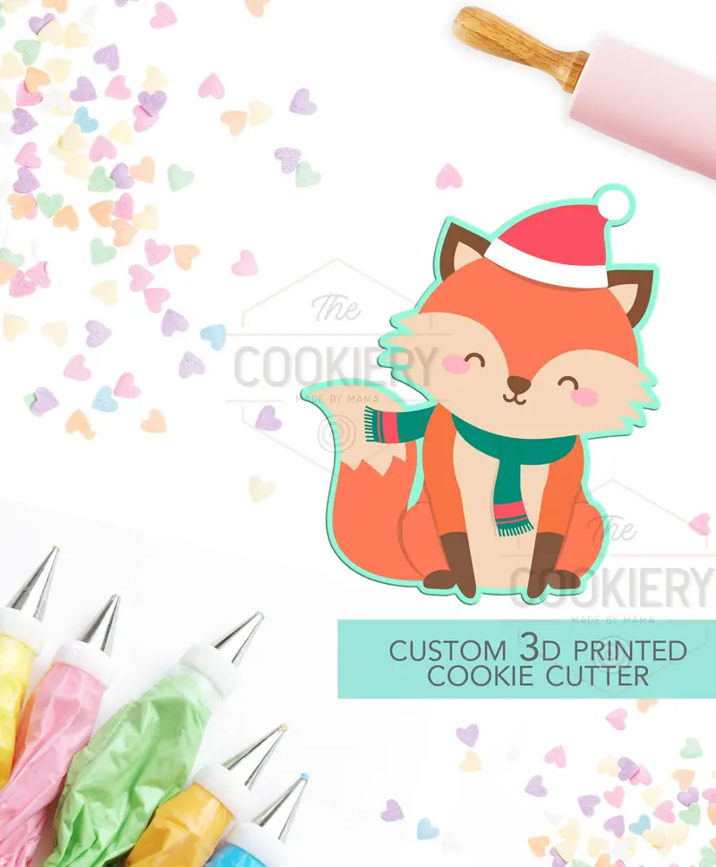 Adorable Winter Fox Cookie Cutter – Christmas & Holiday-Themed 3D Printed Shape 1