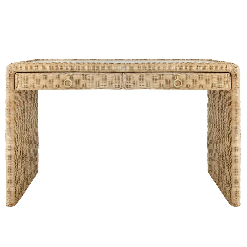 Adrien Handwoven Rattan Executive Desk 1