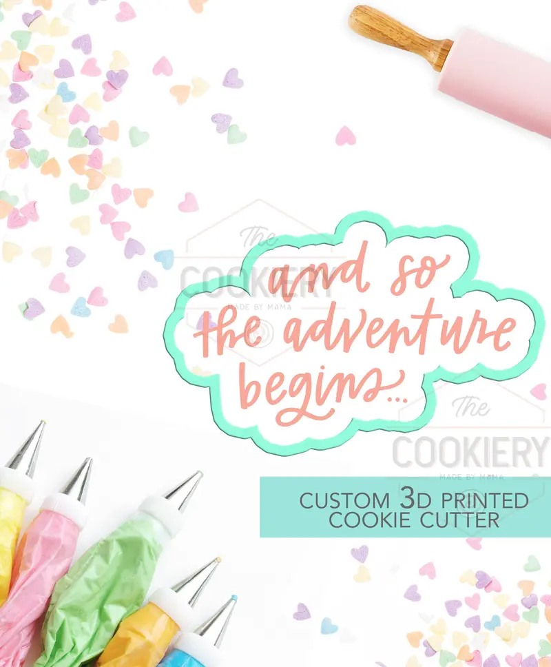 Adventure Begins Wedding & Baby Shower Cookie Cutter – Includes Matching Stencil 1
