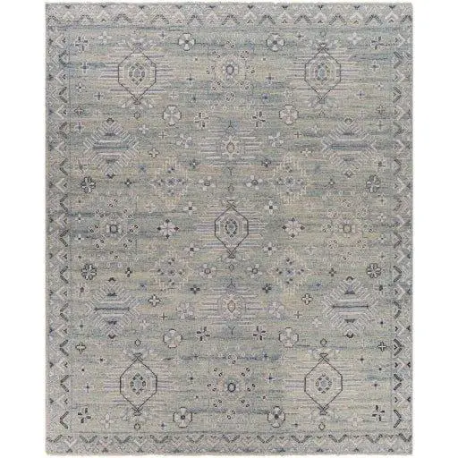 Almeria Hand-Knotted Denim, Black & Cream Area Rug – Textured Contemporary Floor Covering 1