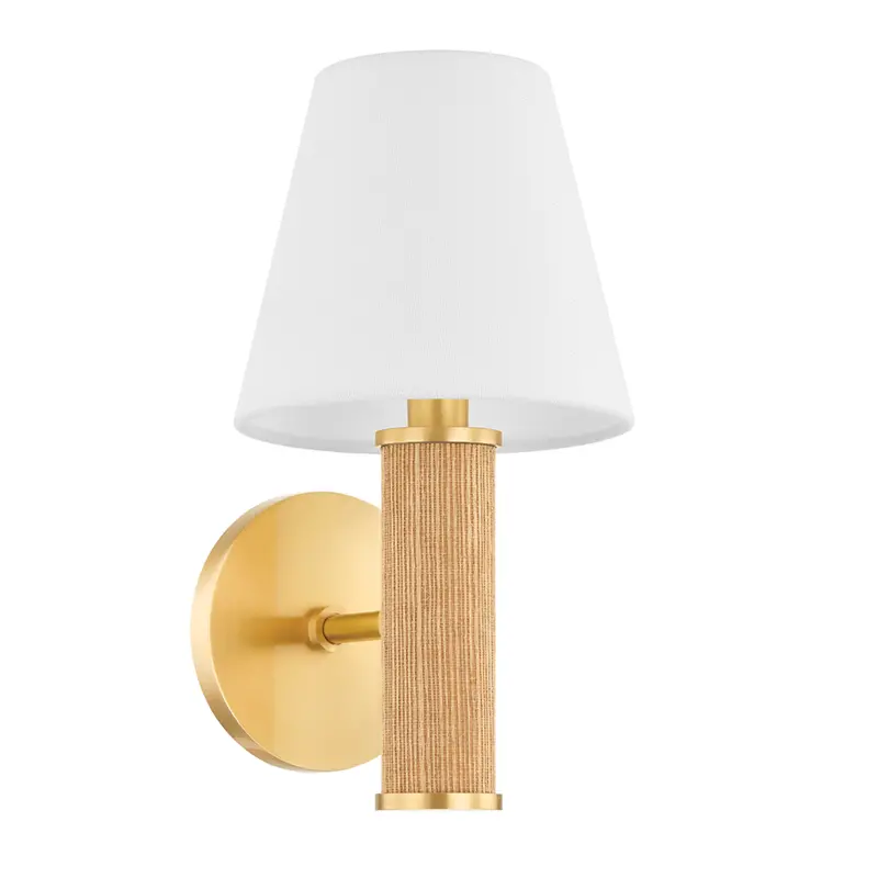 Amabella Wall Sconce Featuring Hand-Applied Grasscloth Wrap 1