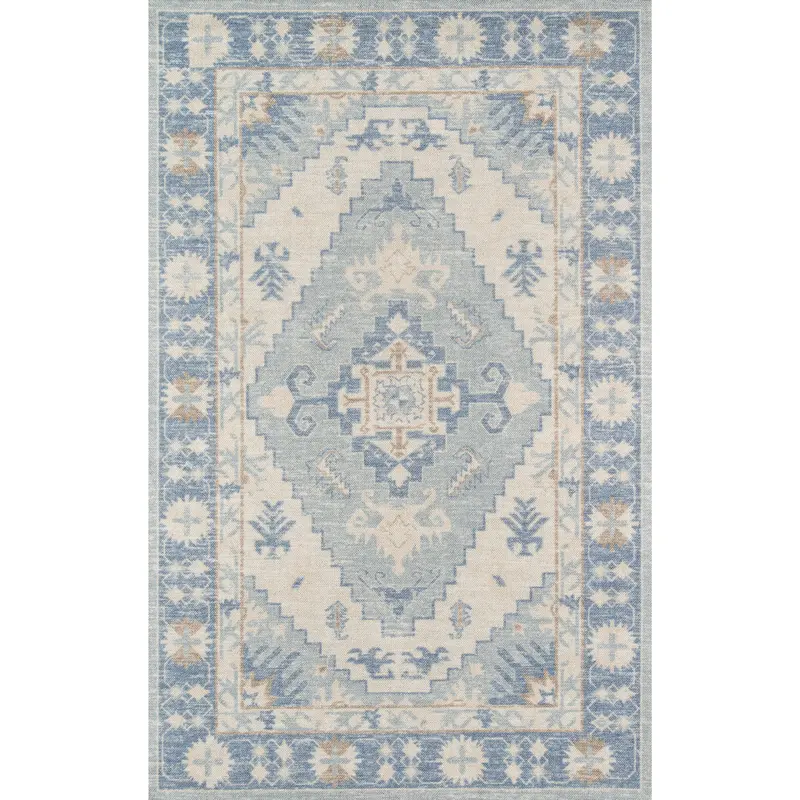 Ana Blue Hand-Tufted Wool Area Rug 1