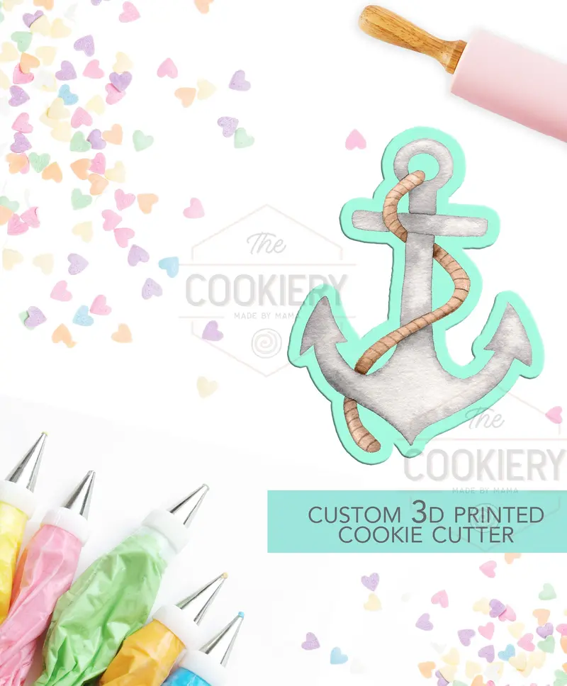 Anchor With Rope Cookie Cutter – Nautical Decorative Design 1