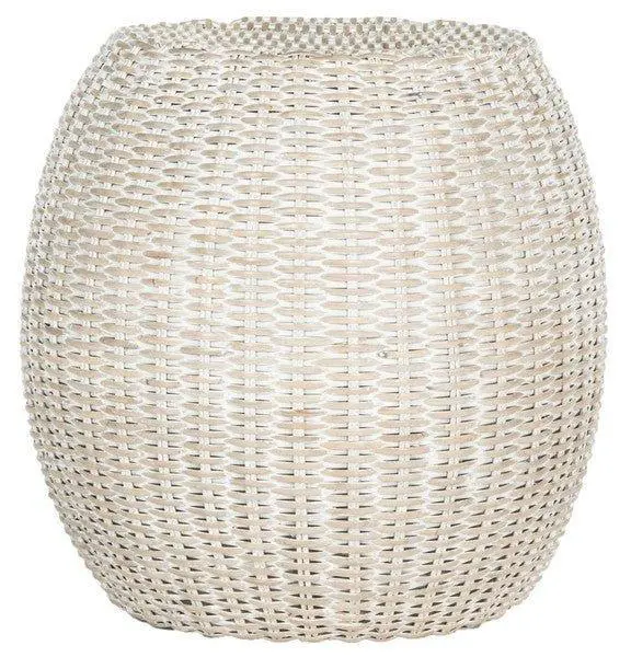 Antique Grey Rattan Accent Table With Textured Natural Finish 1