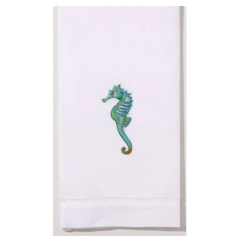 Aqua Seahorse Nautical-Themed Hand Towels – Coastal Bathroom Essentials 1