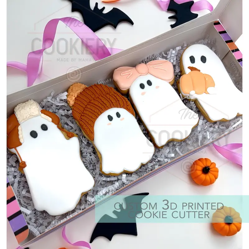 Autumn Ghost Cookie Cutter Set – 4-Piece 3D Printed Halloween Collection 1
