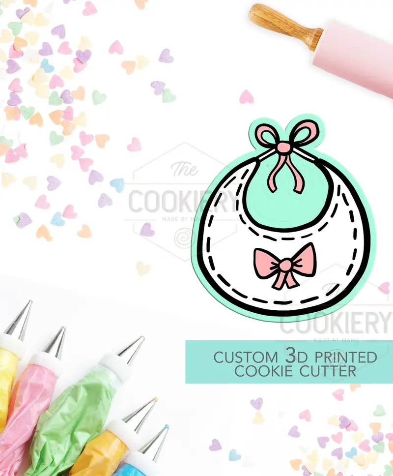 Baby Bib Cookie Cutter For Shower Treats – 3D Printed Baking Tool 1