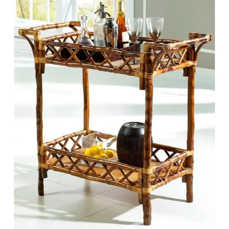 Bamboo-Inspired Beverage Stand In Antique Tortoise Finish 1