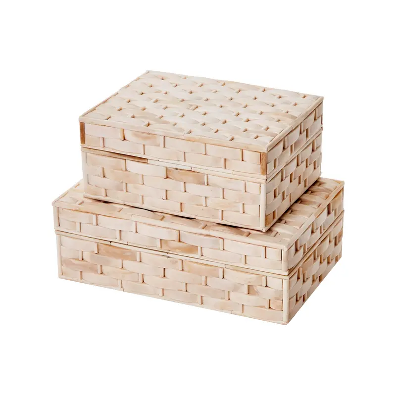 Basketweave Mosaic Accent Boxes – Two-Piece Set 1