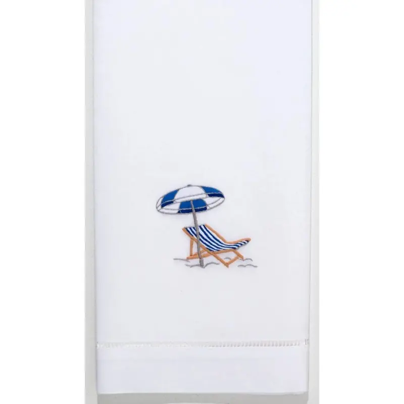 Beach Chair Motif Embroidered Cotton Hand Towels 1