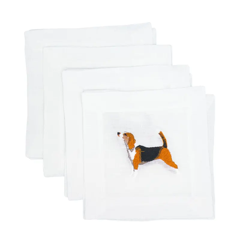 Beagle-Themed Linen Cocktail Napkins (Set Of 4) 1