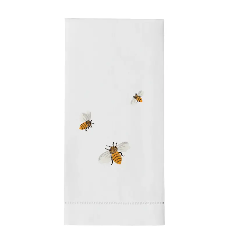 Bee-Embroidered 100% Cotton Hand Towels 1