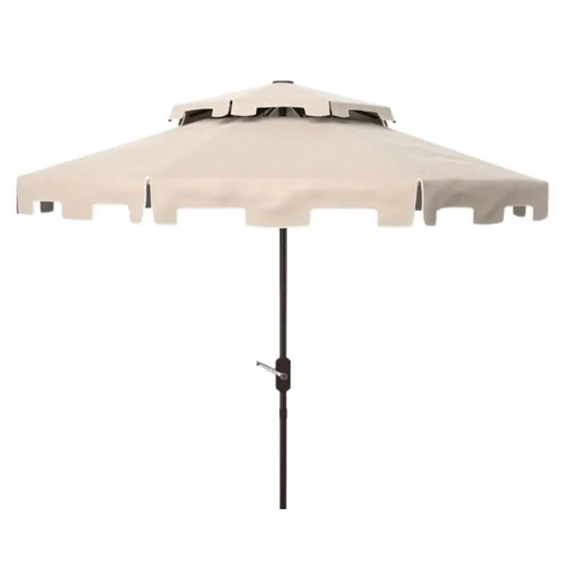 Beige 9-Foot Double-Top Greek Key Market Umbrella 1