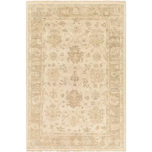 Beige Handwoven Wool Fringe Rug – Biscayne Collection 1