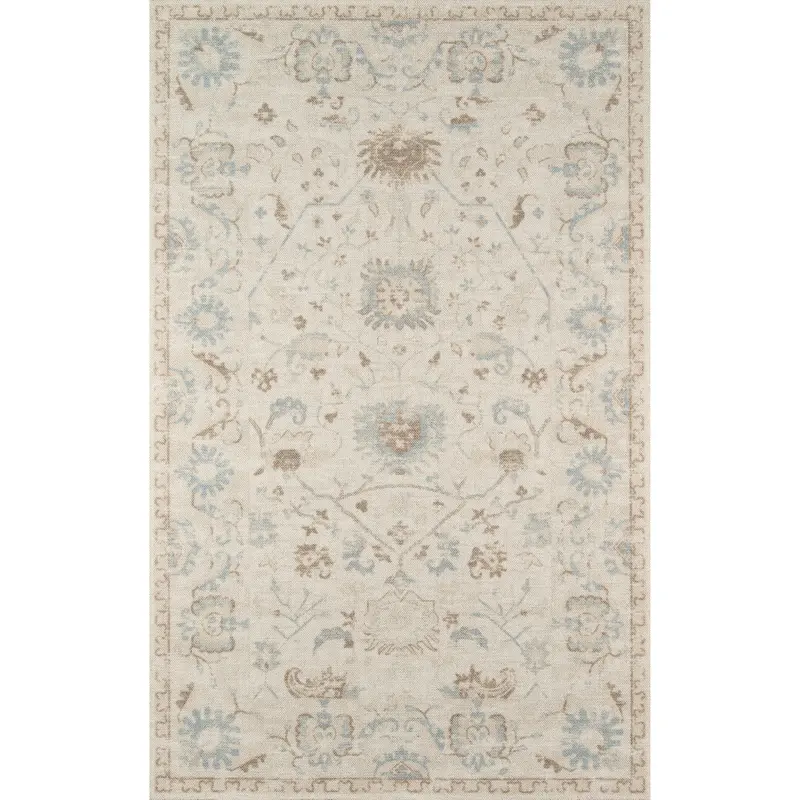 Beige Wool Area Rug – Soft Ana Collection Floor Covering 1