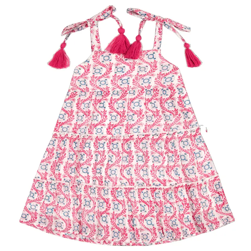 Bella Jaipur Bloom Sundress – Girls’ Tie-Shoulder Casual Dress 1