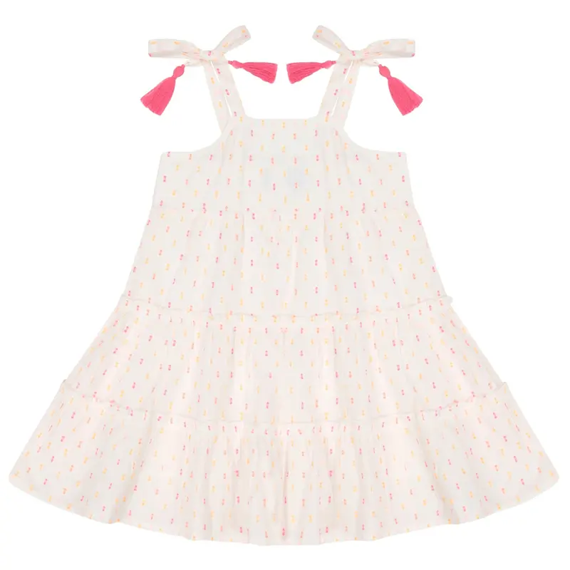 Bella Neon Swiss Dot Sundress – Girls’ Playful Tie-Shoulder Dress 1
