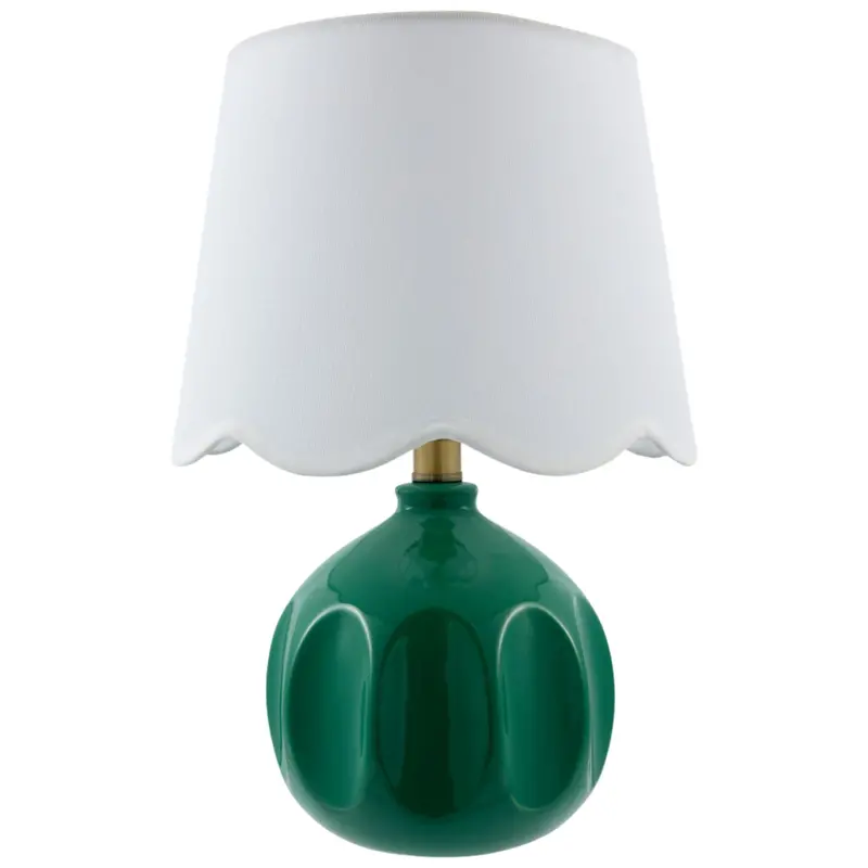 Bellune White Linen Drum Lamp With Minimalist Base 1