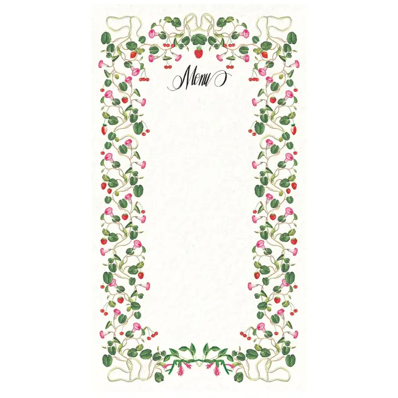Berry Pom Pom Menu Cards – Handcrafted Wedding Or Event Stationery 1