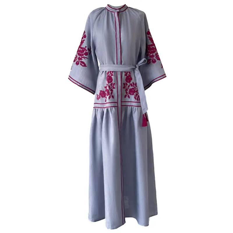 Berry-Tone Swan Print Dress 1