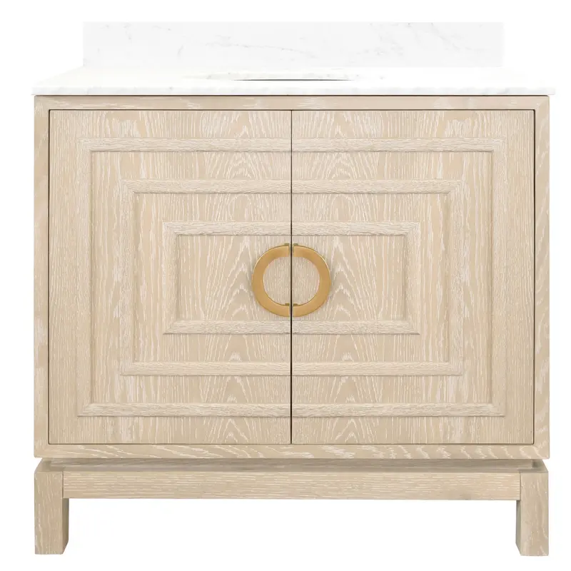 Bixby Cerused Oak Art Deco Vanity Featuring Marble Surface 1
