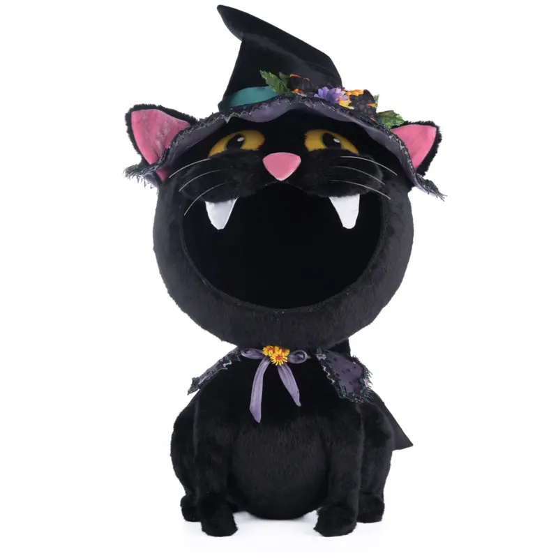 Black Cat-Shaped Halloween Candy Container 1
