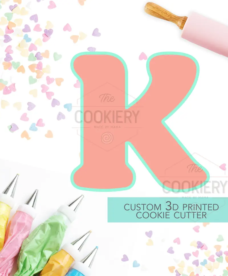 Block-Style Letter K Cookie Cutter – Angular 3D-Printed Alphabet Mold For Distinctive Cookies – Tck46166 1
