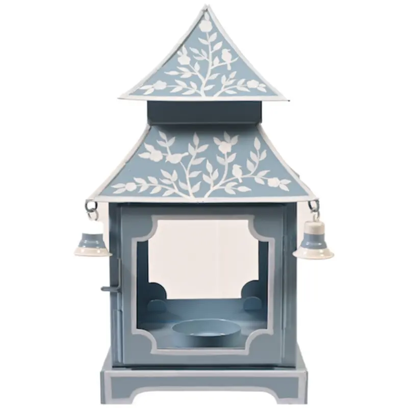 Blue-And-White Vine Pattern Pagoda Lantern For Outdoor Decor 1