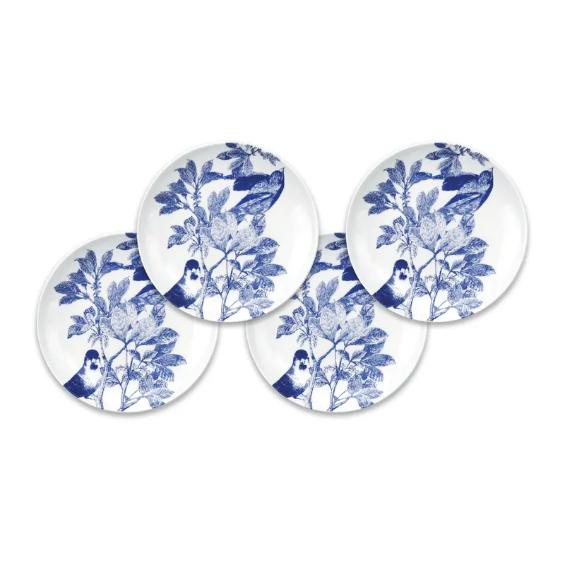 Blue Arbor Birds Canapé Plates – Set Of 4 1