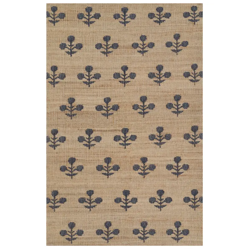 Blue Orchard Bloom Handwoven Wool And Jute Area Rug 1