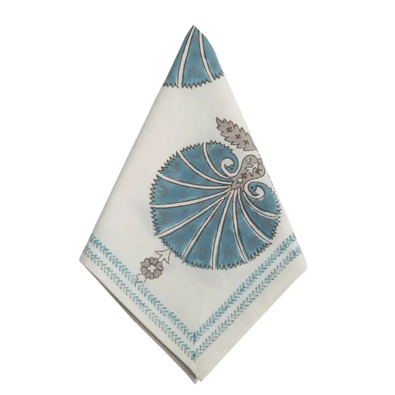 Blue Shell Cabana-Themed Cotton Napkins (Set Of 4) 1
