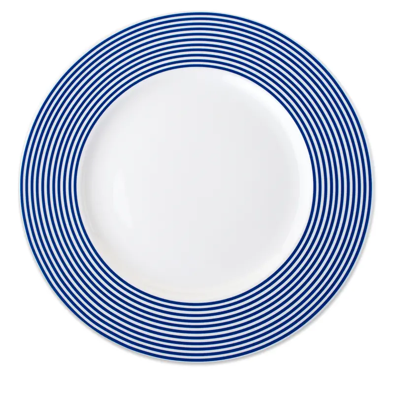 Blue Stripe Newport Rimmed Dinner Plate 1