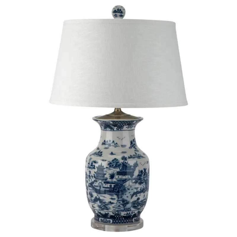 Blue Willow Pattern Porcelain Table Lamp 1