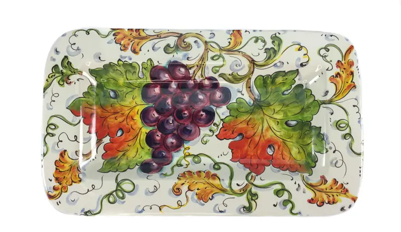 Borgioli Grapes Rectangular Platter – 20 × 34 Cm Fruit Or Charcuterie Tray 1