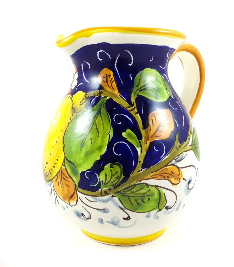 Borgioli Lemon-Patterned Blue Pitcher – 1 Litre (33.8 Fl Oz) 1