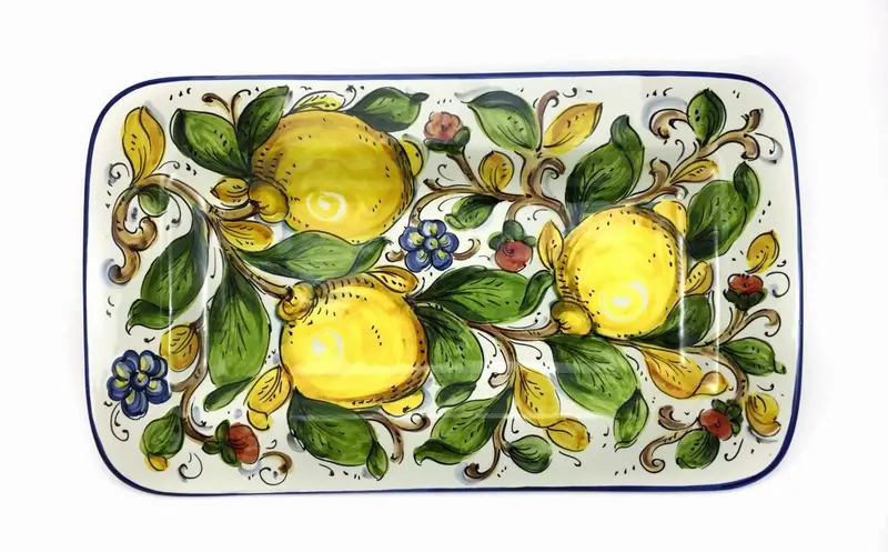 Borgioli Lemons On White Rectangular Serving Tray – 20 × 34 Cm 1