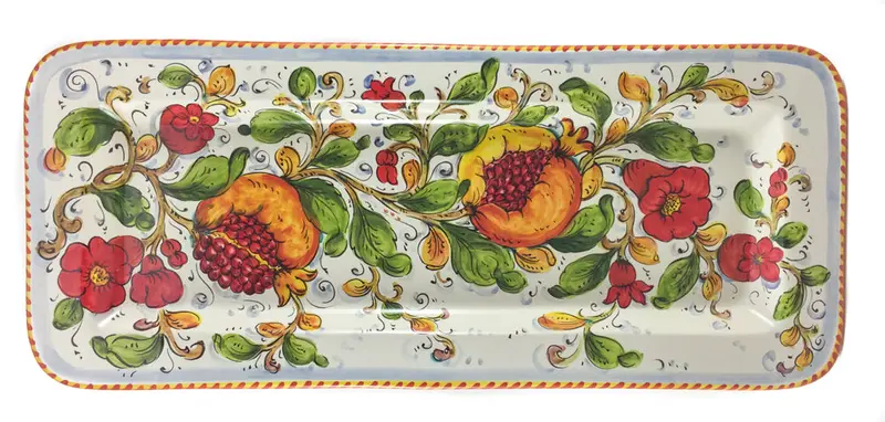Borgioli Pomegranate On White Rectangular Serving Platter – 55 × 25 Cm (21.6 × 9.8 In) 1