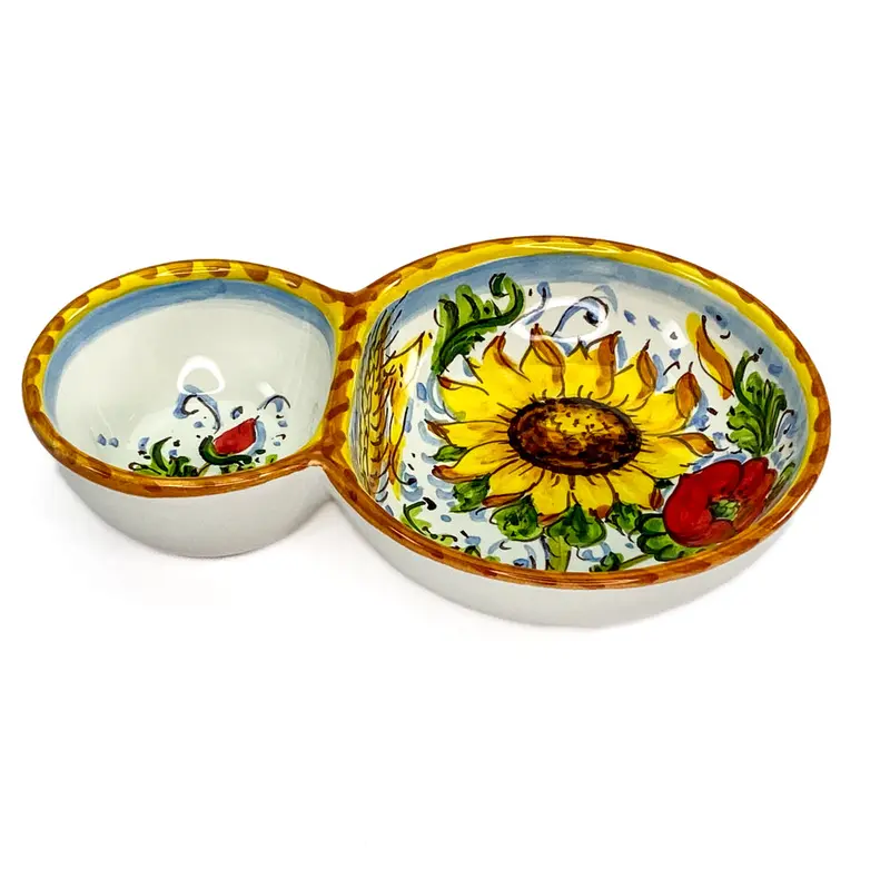 Borgioli Sunflower Ceramic Olive Dish – White Background 1